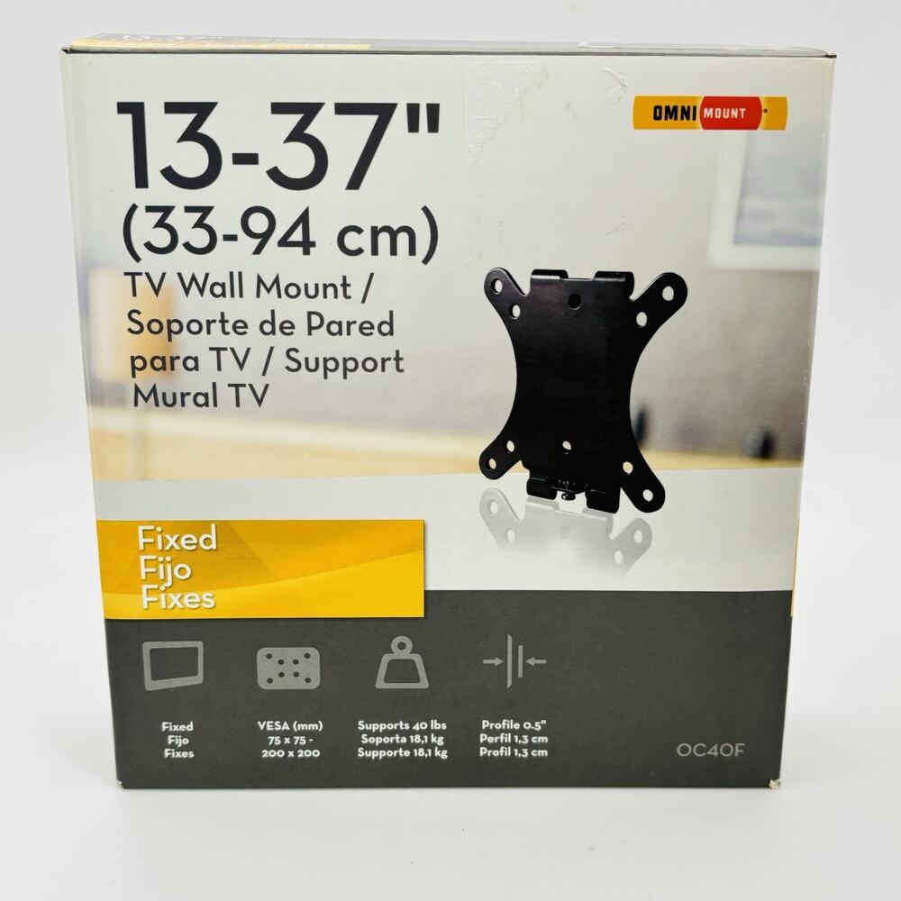 13-37” Fixed Tv Wall Mount Supports 40 lbs Omni Mount OC40F. New. Sealed.